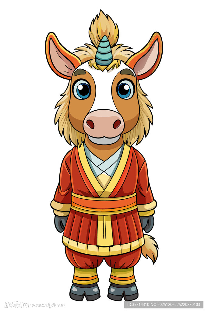 卡通牛形象古装扮相