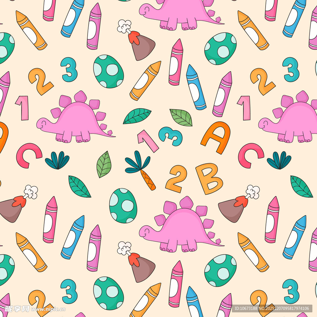 可爱卡通图案无缝背景图