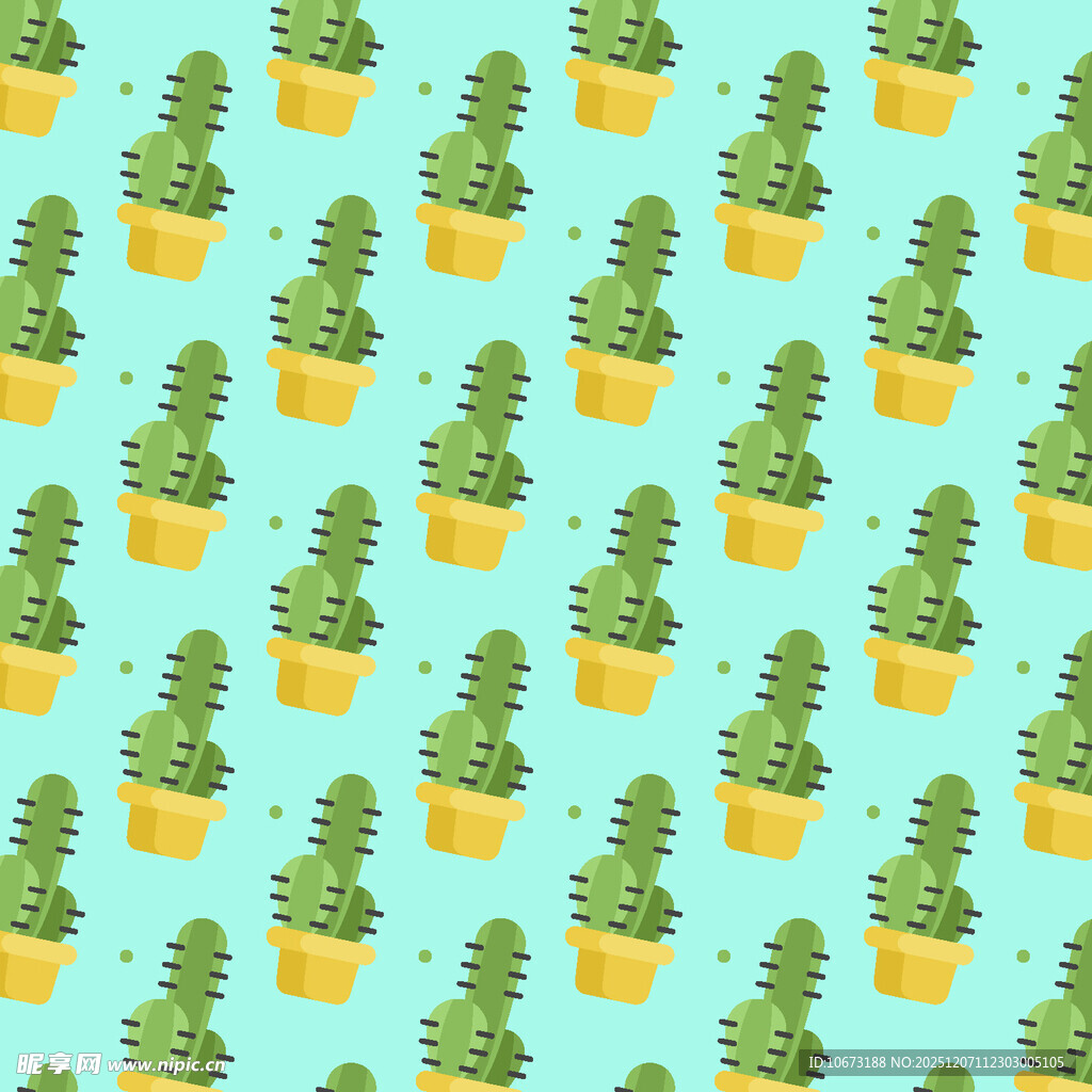 清新仙人掌盆栽图案背景