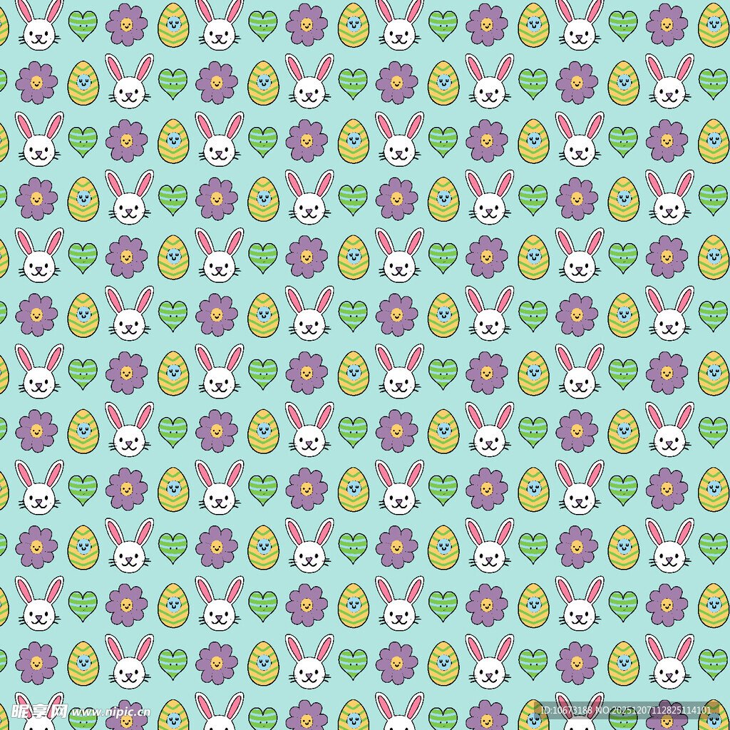 可爱兔子花卉图案背景