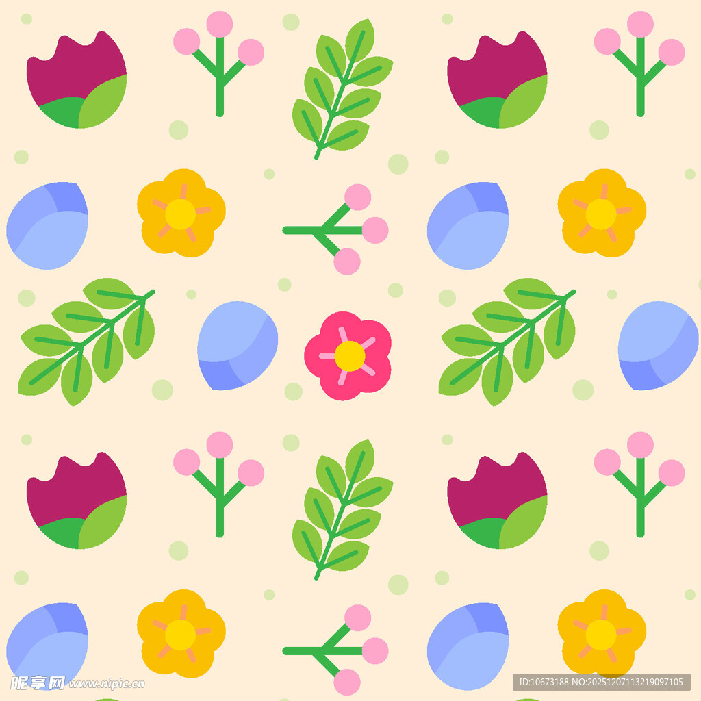 多彩花卉几何图案背景