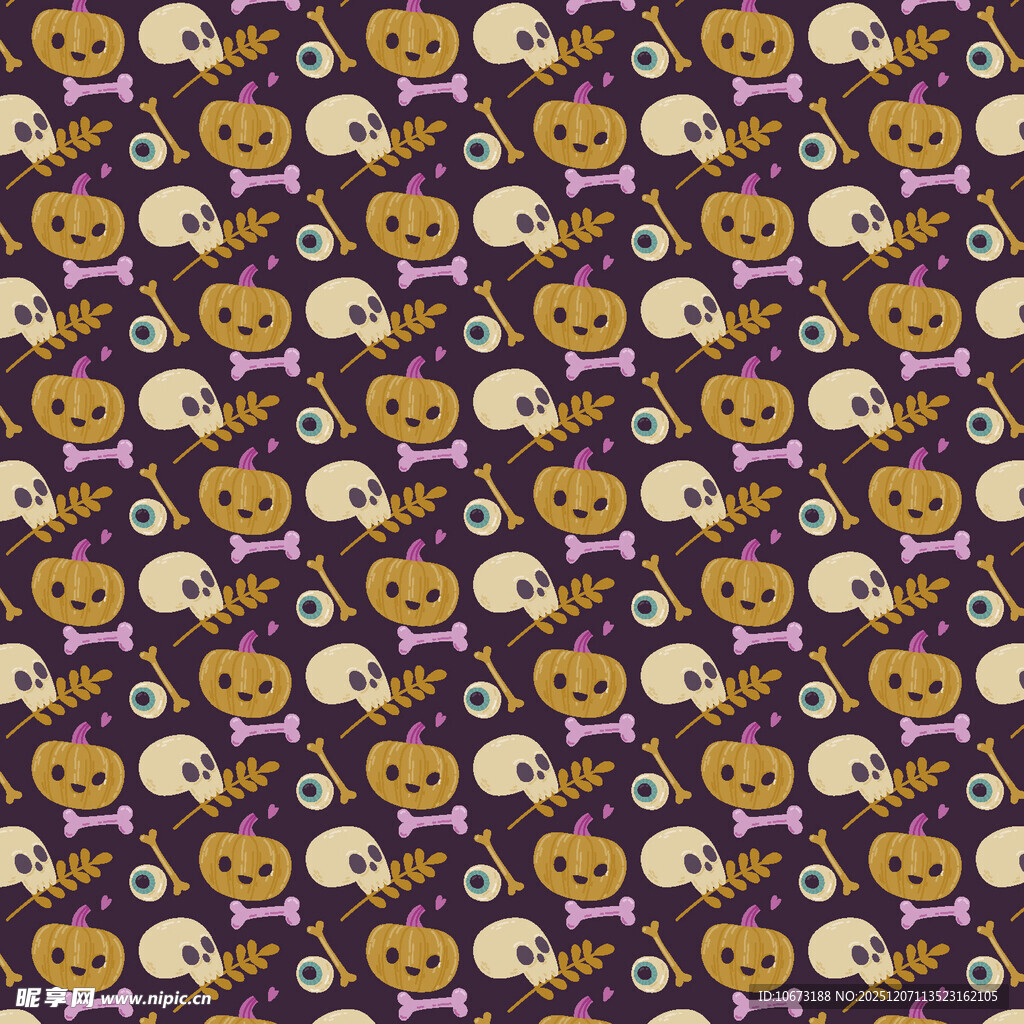 万圣节元素无缝图案背景
