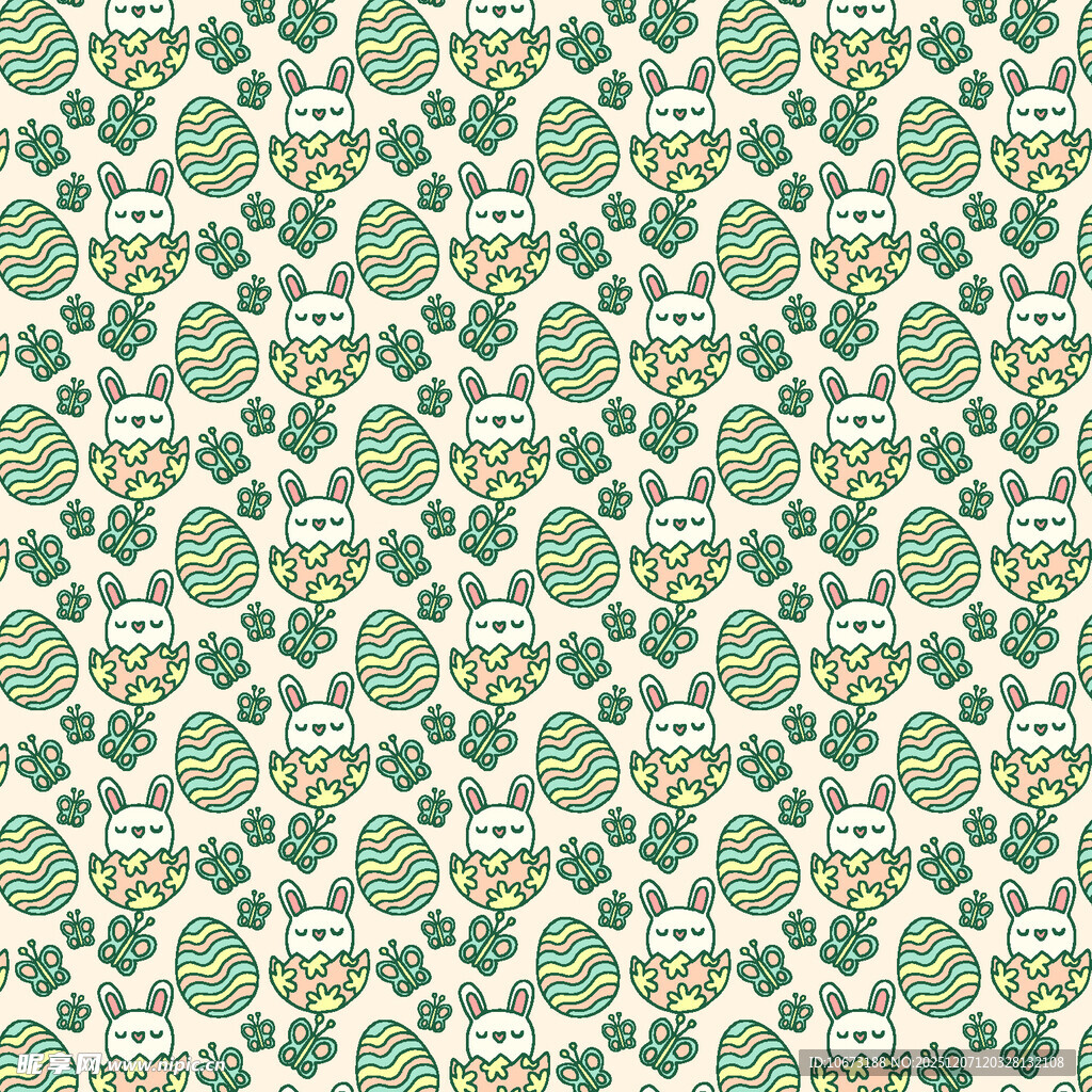 清新绿植图案无缝背景