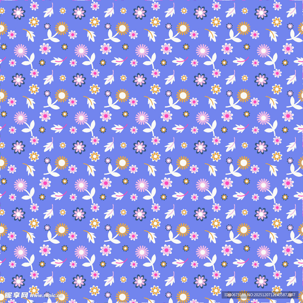 蓝色花卉图案背景纹理