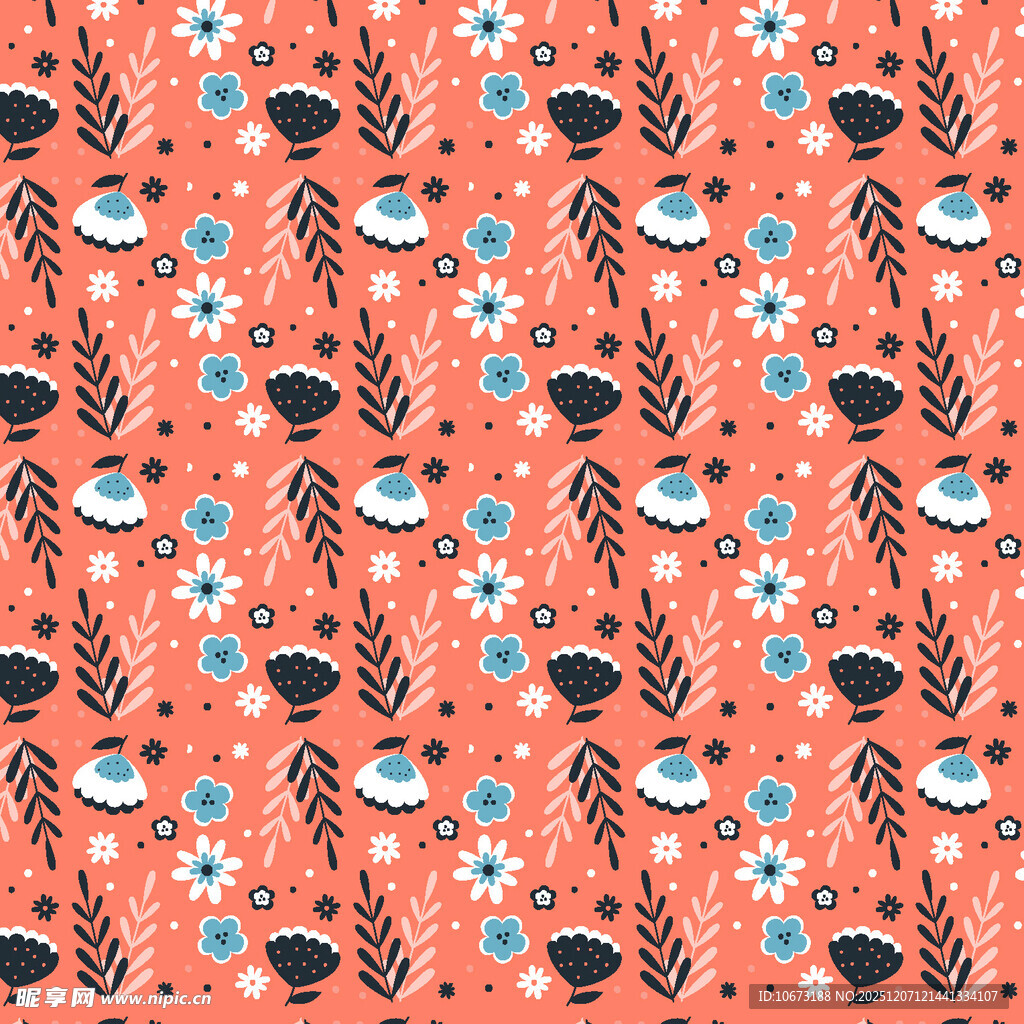 橙色背景花卉图案纹理