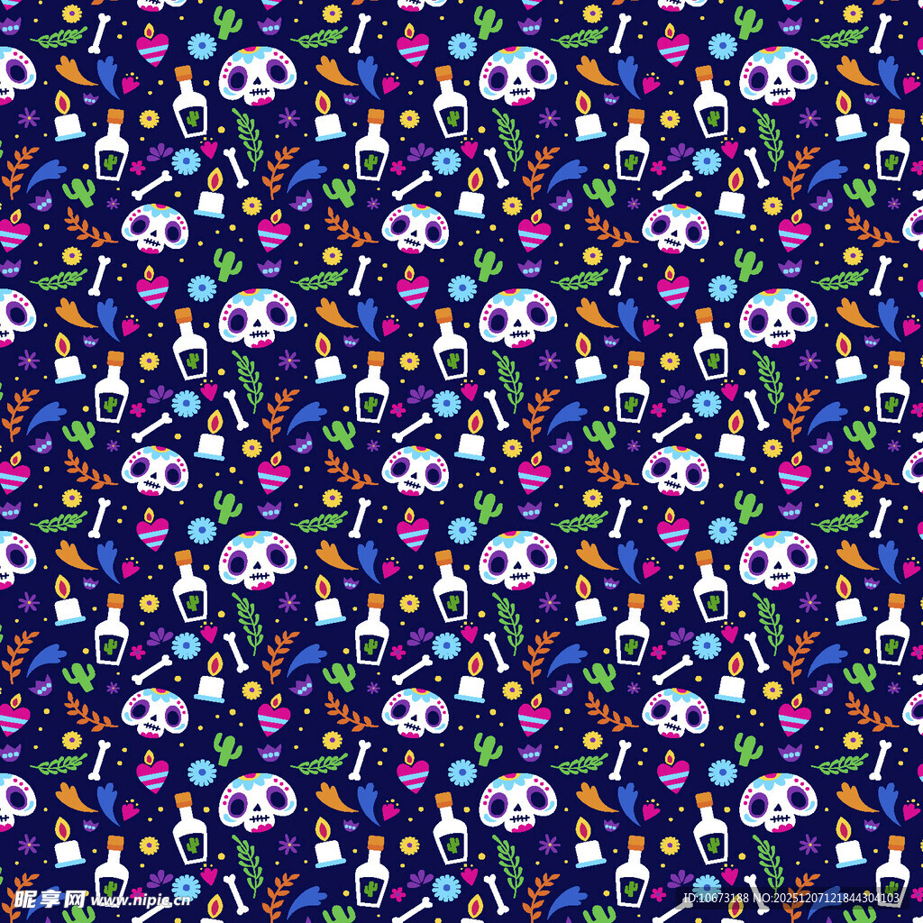 多彩骷髅图案背景纹理
