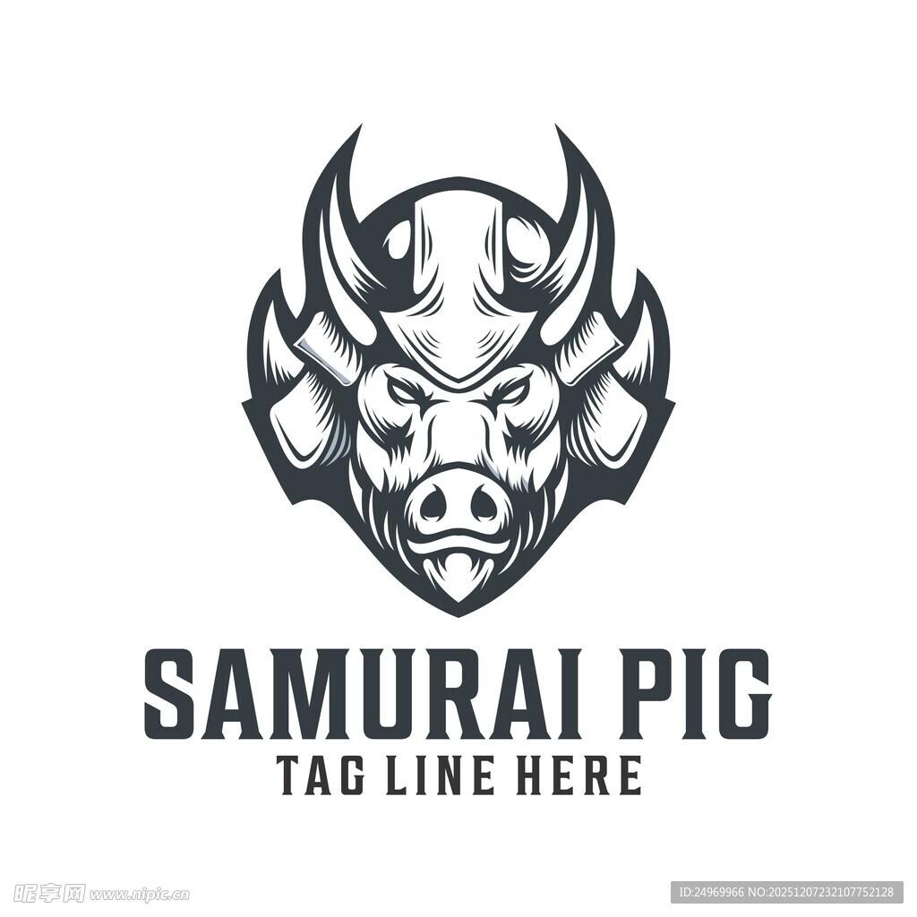 武士猪标志设计