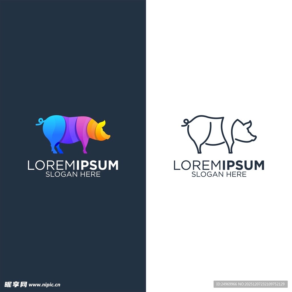 多彩与简约熊形标志设计