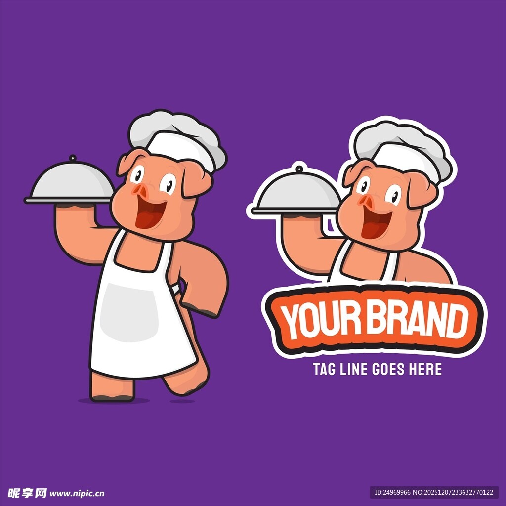 卡通厨师形象与品牌标识