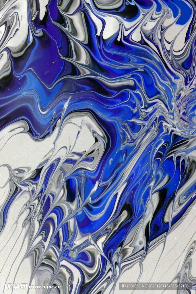 蓝白抽象流体艺术图案