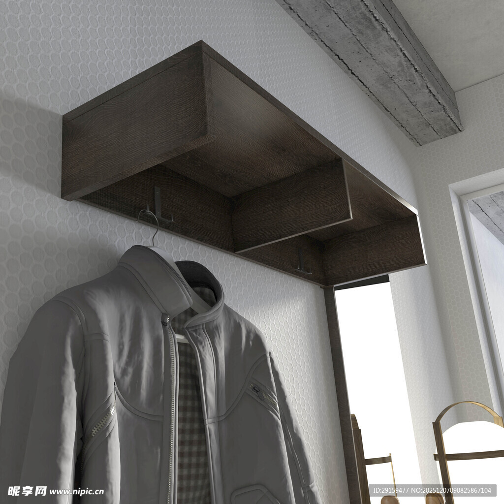 简约壁架搭配挂衣展示