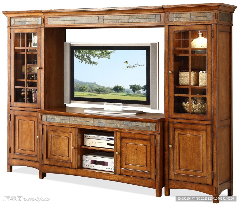 实木雕花电视柜组合