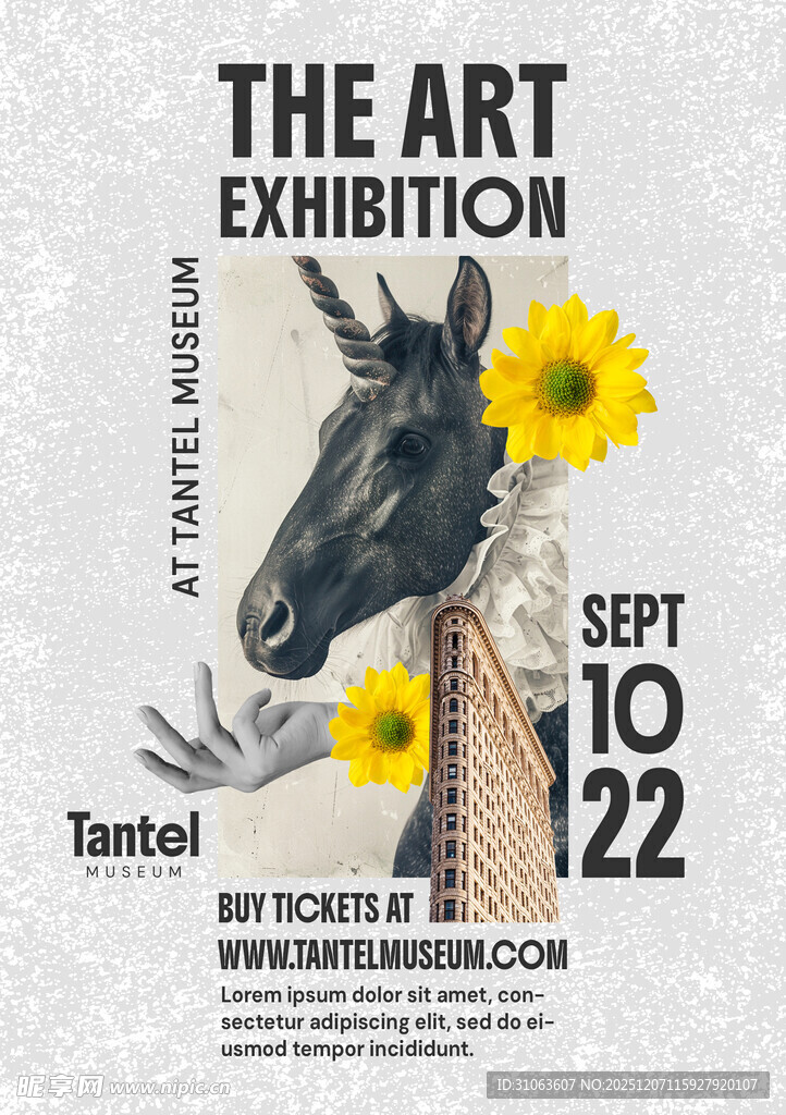 艺术展览 马与向日葵海报