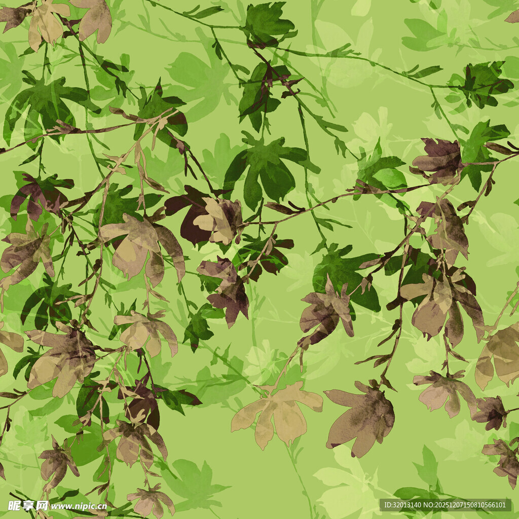 绿叶繁花图案背景