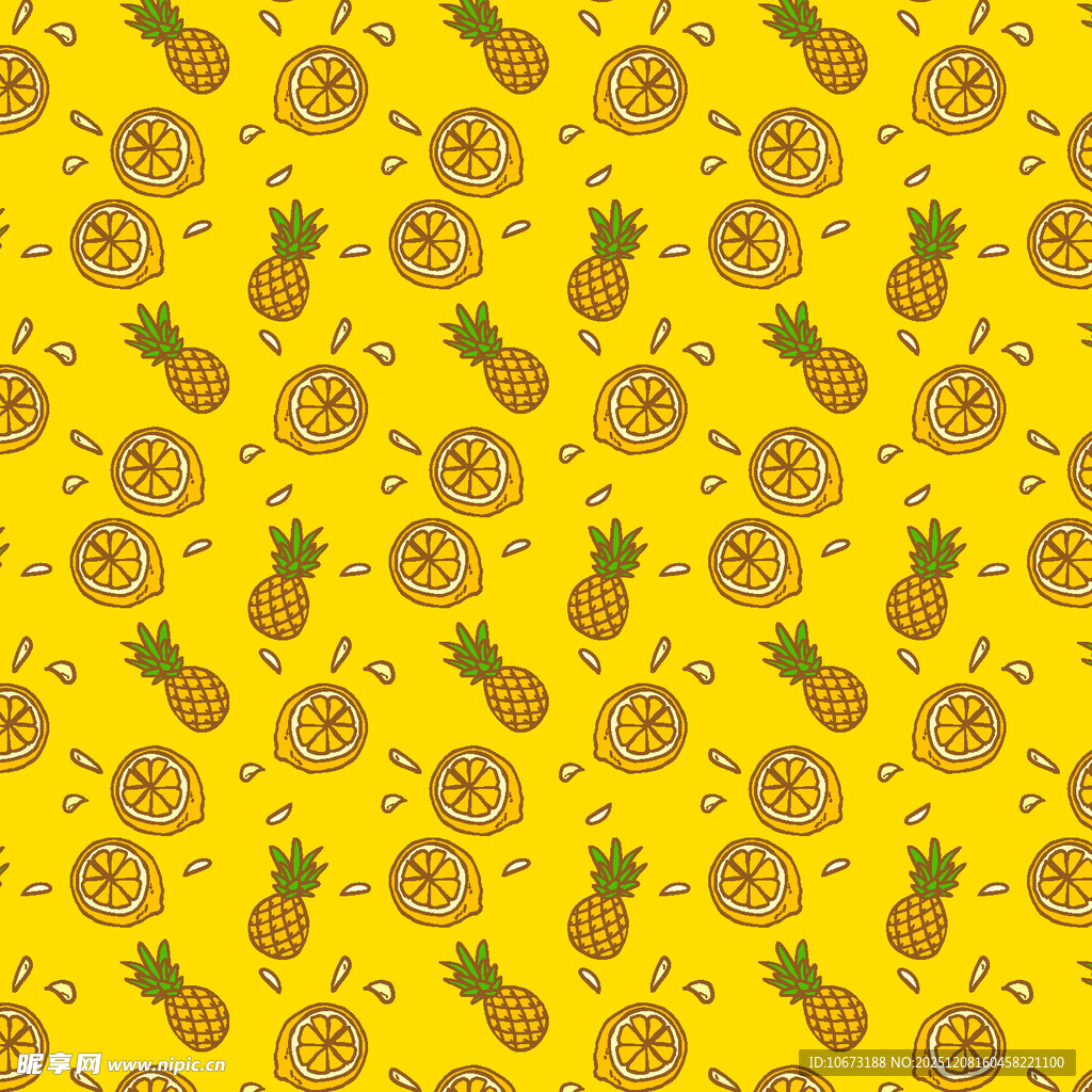 黄色菠萝图案背景纹理