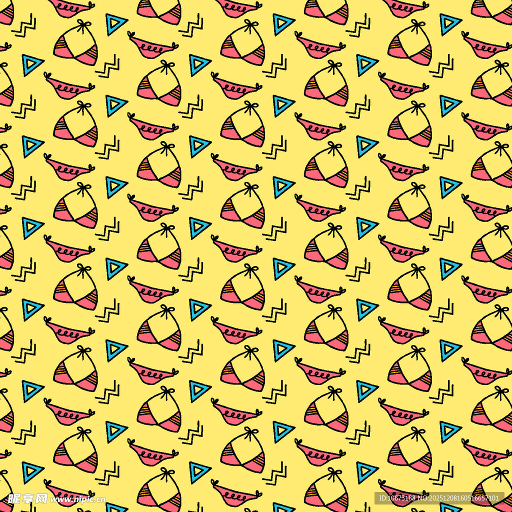 黄色背景多彩帆船图案