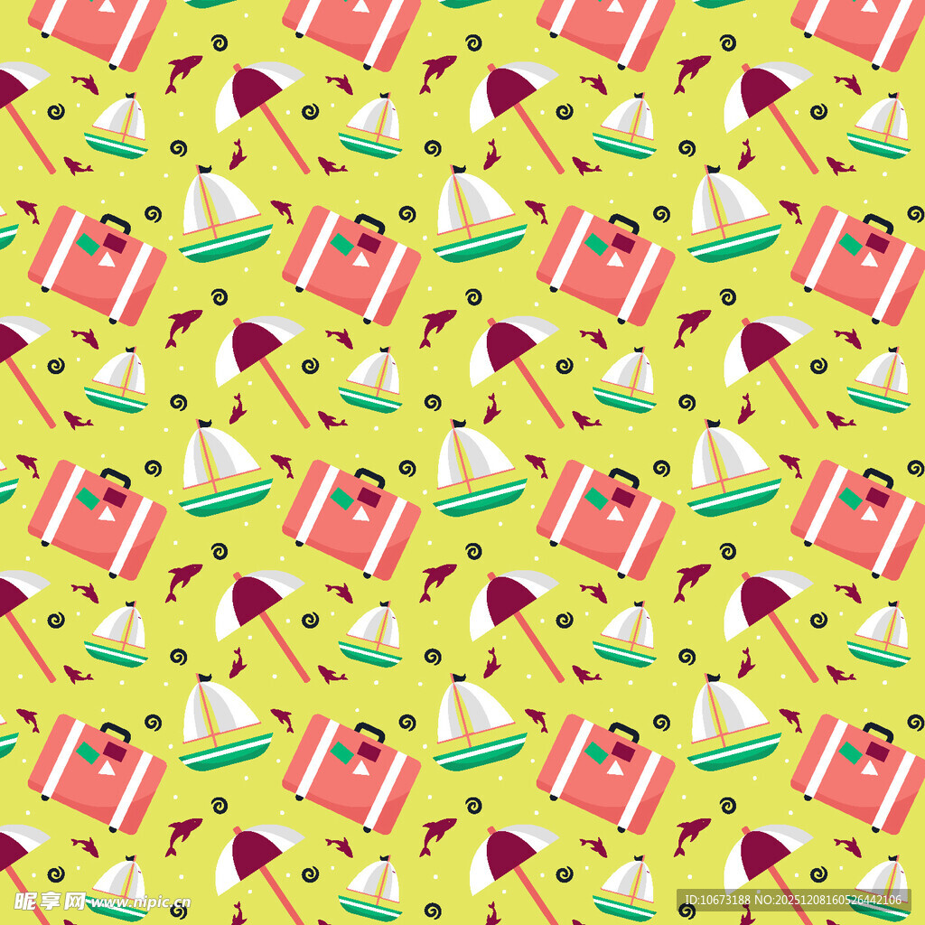 黄色背景卡通文具图案