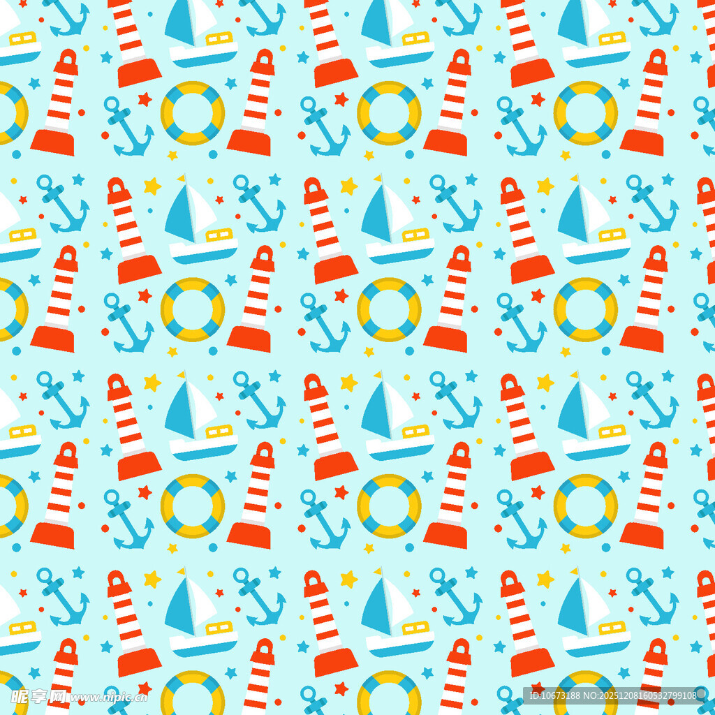 海洋风航海元素图案背景
