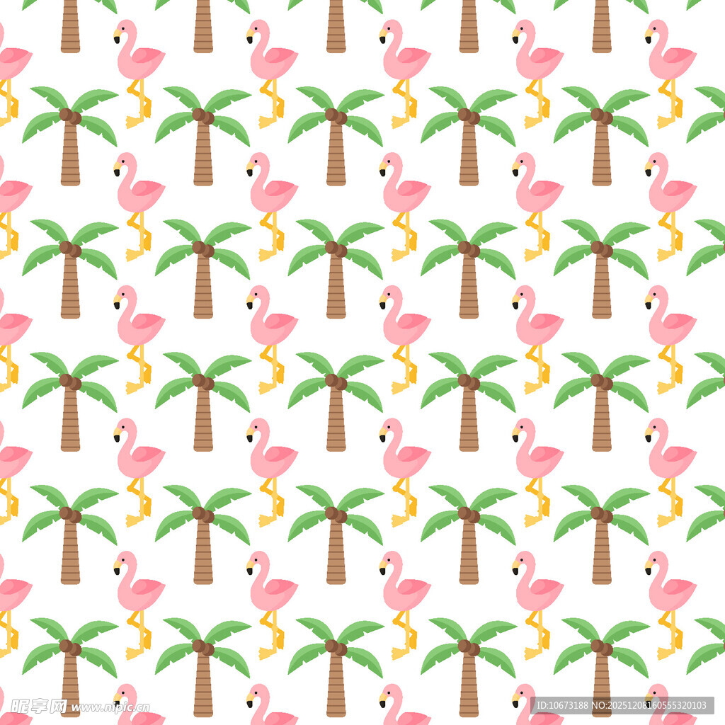 火烈鸟与棕榈树图案背景