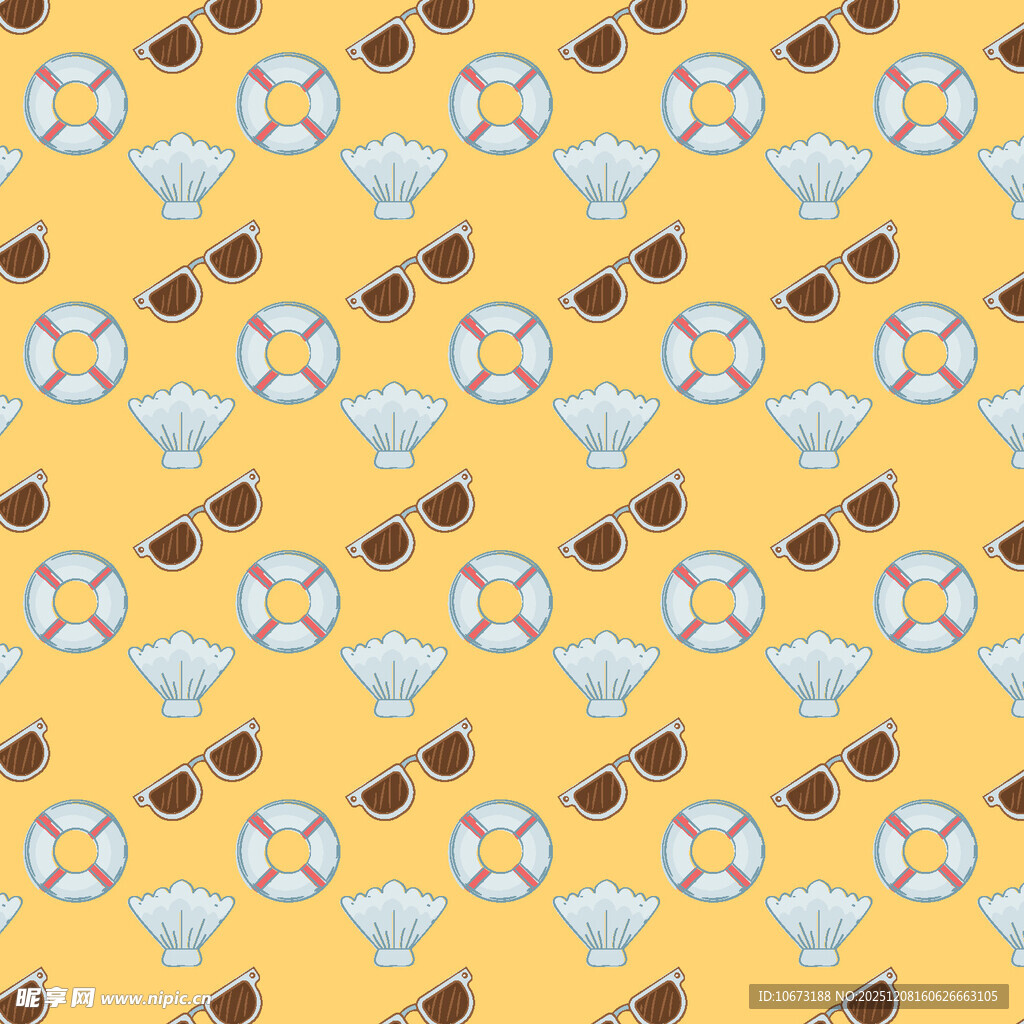 黄色背景海洋元素图案