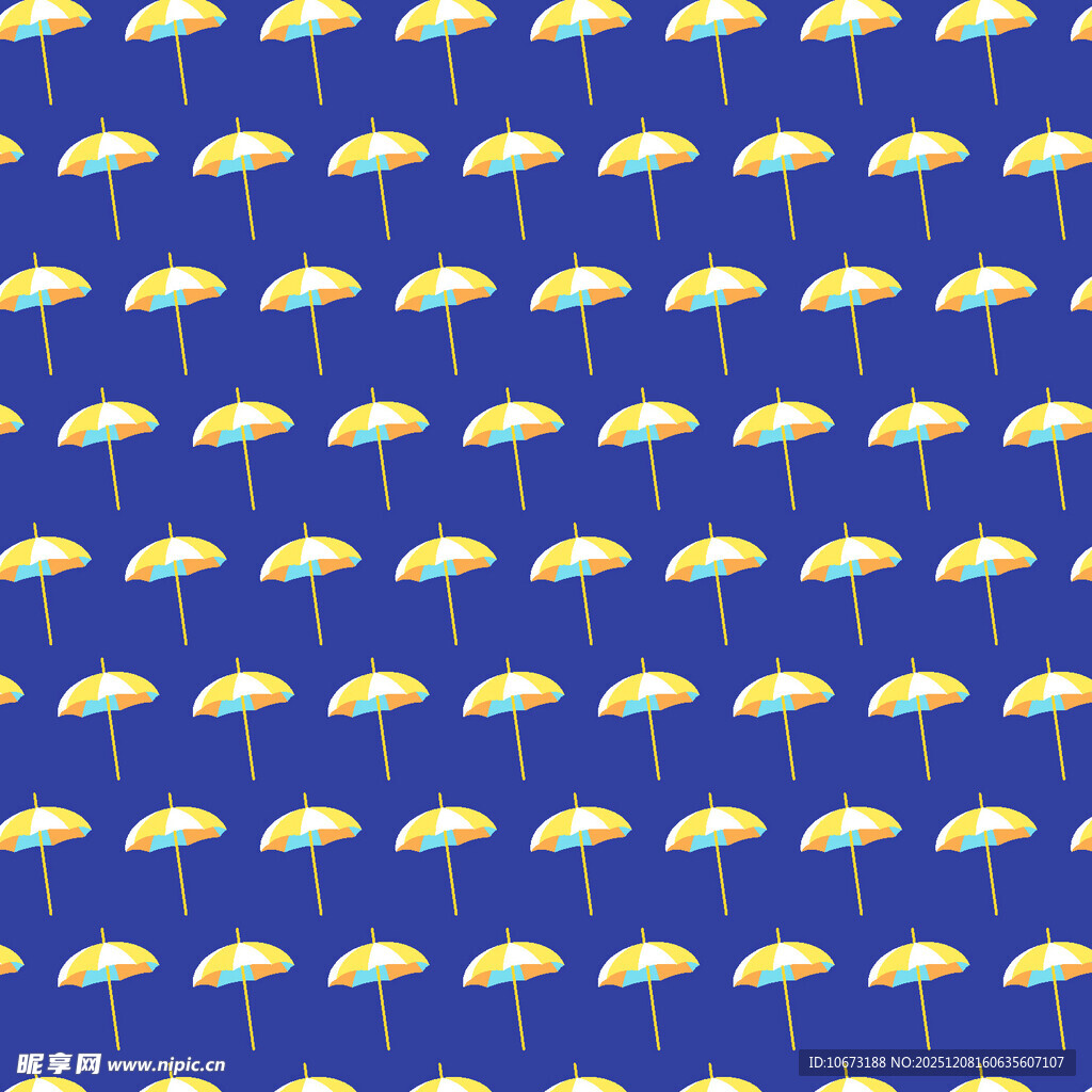 蓝色背景上的黄色雨伞图案