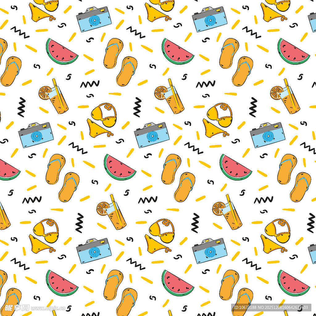 夏日休闲元素无缝图案