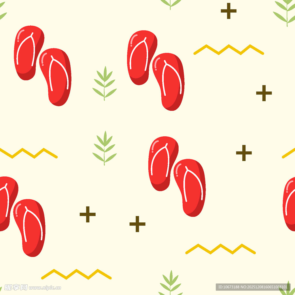 夏日红色拖鞋图案背景