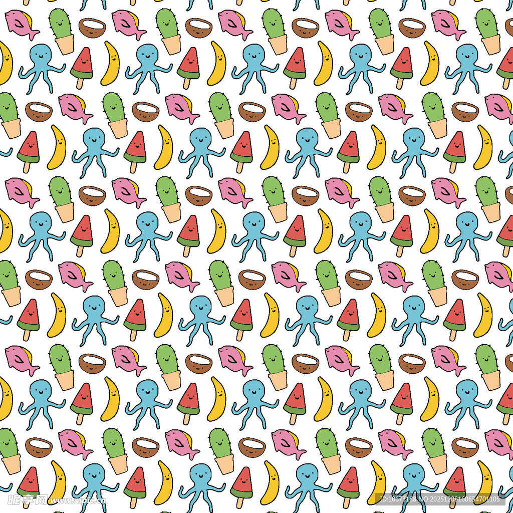 多彩水果图案无缝背景