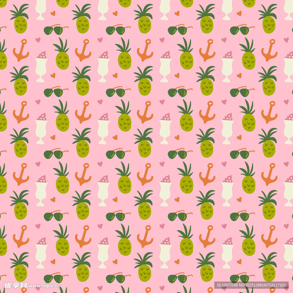 粉色菠萝图案背景纹理