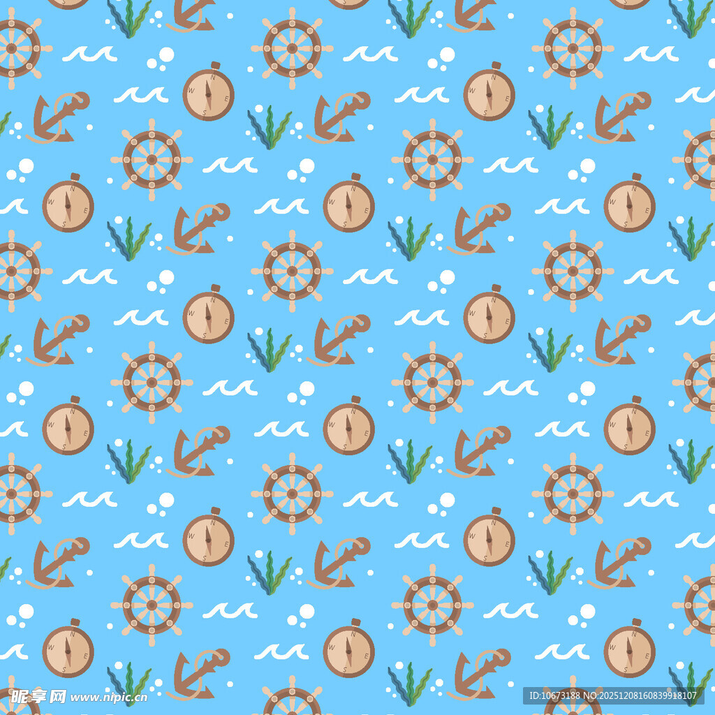 蓝色花卉小鸟图案背景