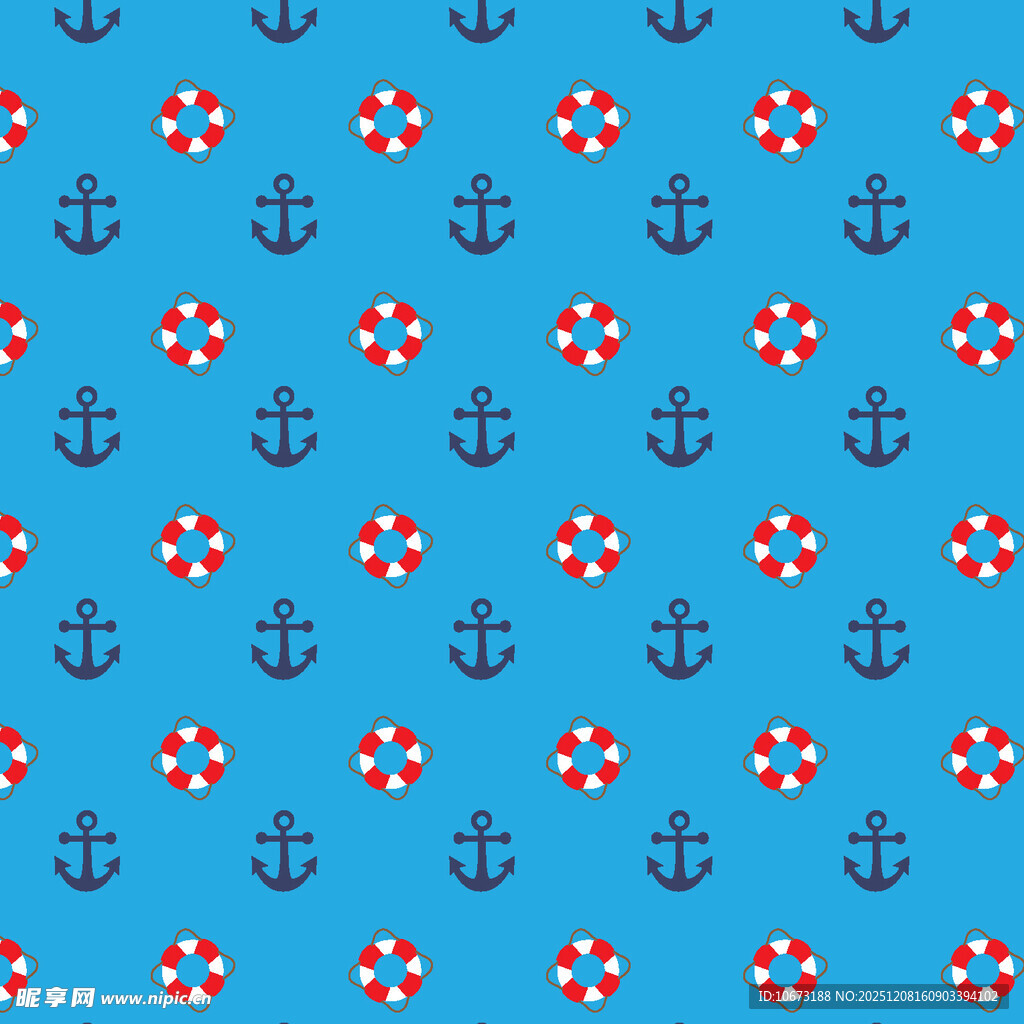 蓝色航海元素无缝图案
