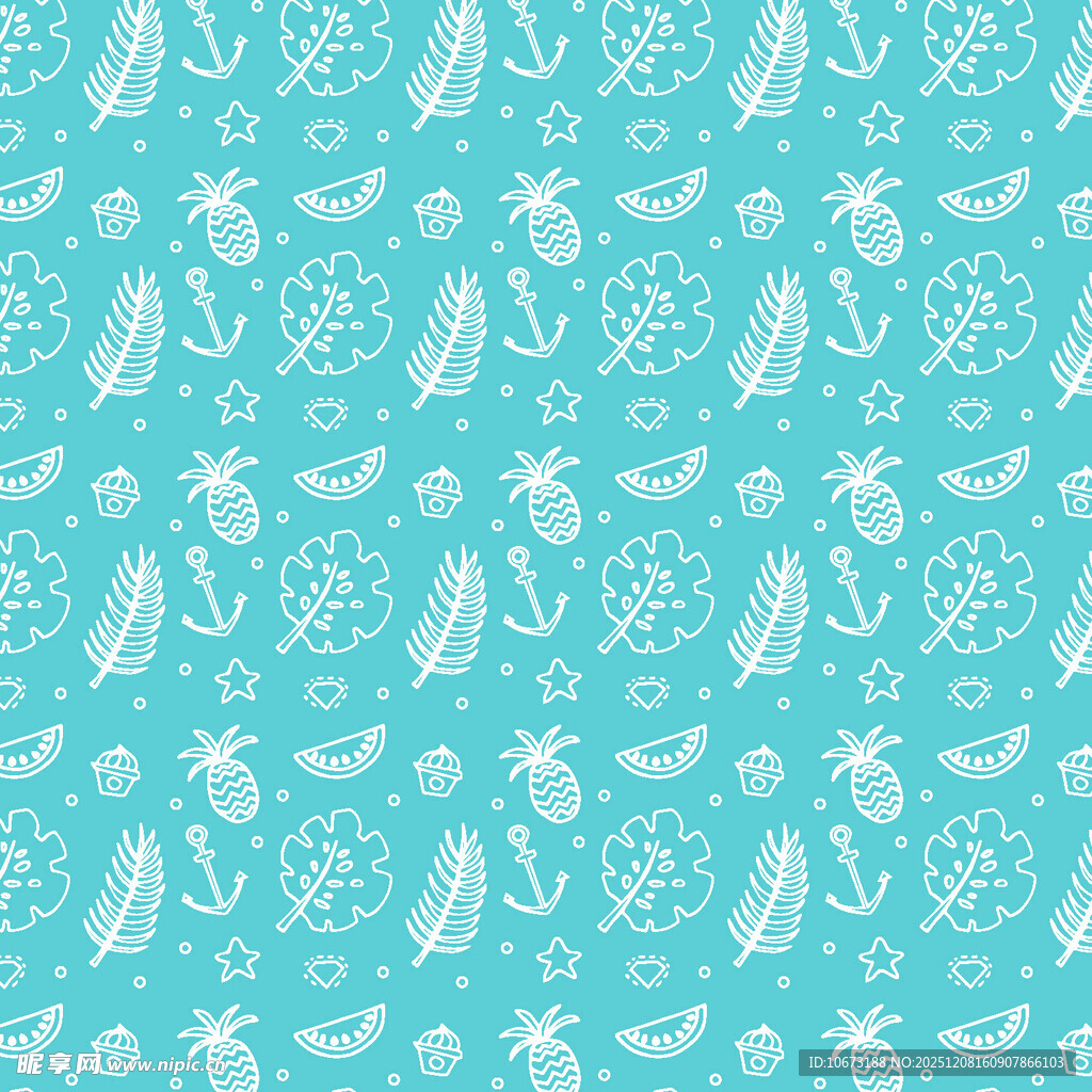 浅蓝色海洋元素无缝图案