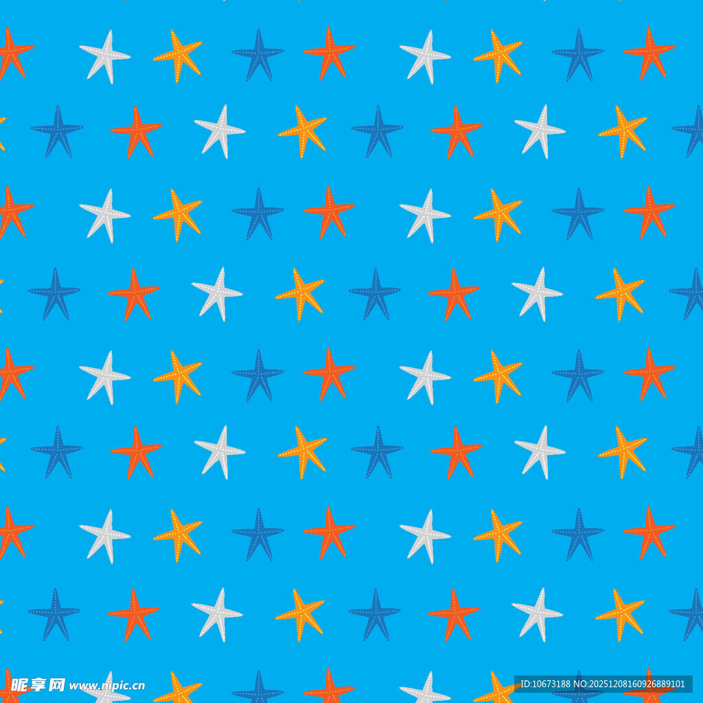 蓝色背景多彩星星图案