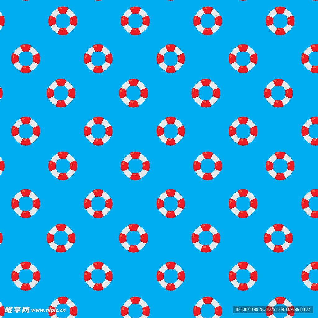 蓝色背景上的救生圈图案