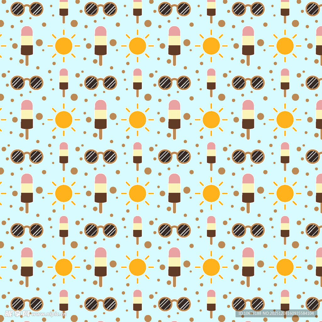 可爱冰淇淋图案无缝背景
