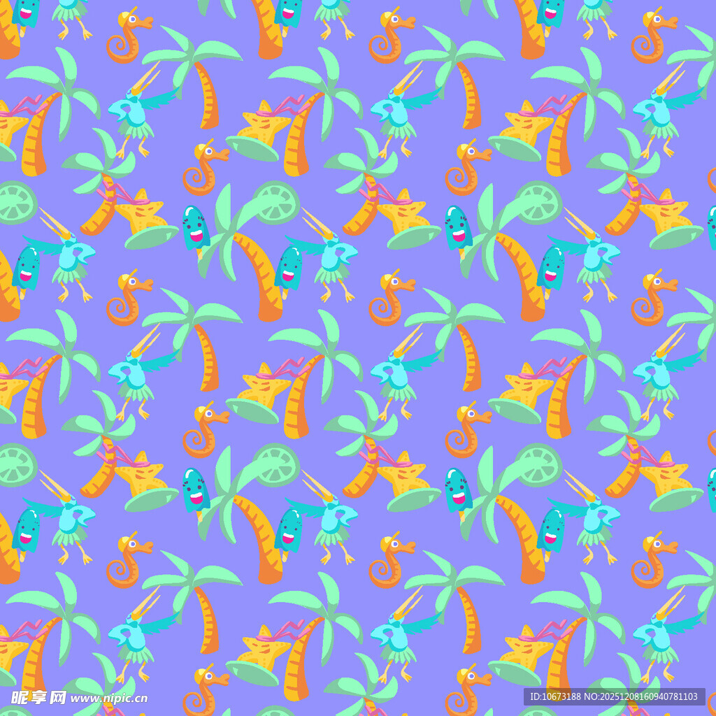 热带风情动物植物图案
