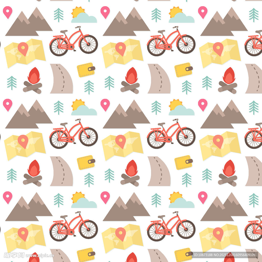 户外骑行露营图案背景