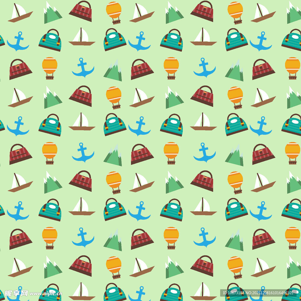 海洋元素无缝图案背景