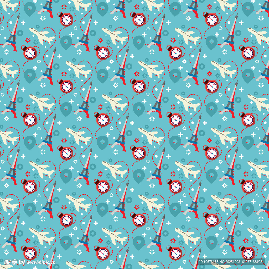 蓝色底花卉飞鸟图案纹理