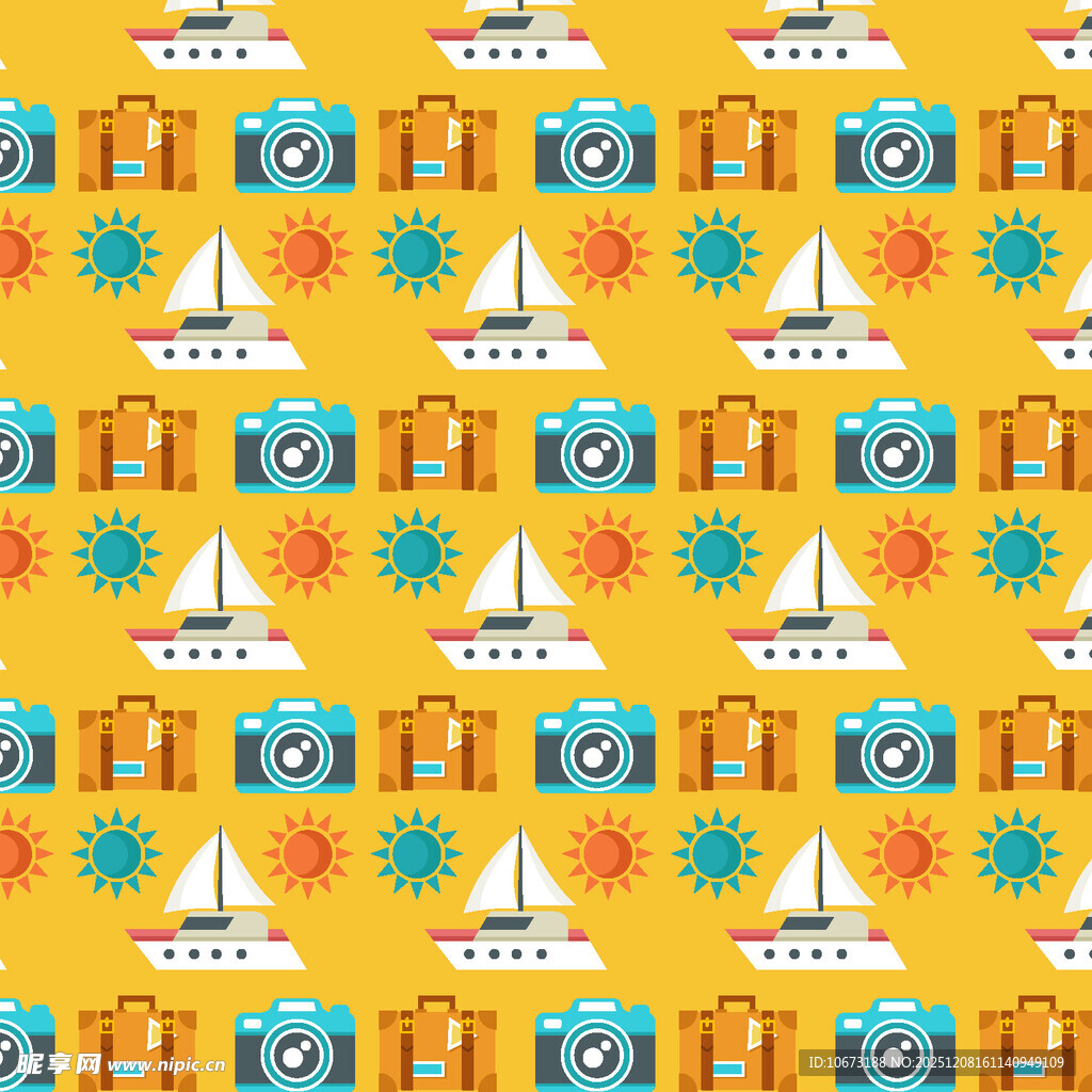 夏日航海元素无缝图案