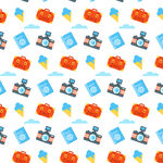 卡通旅行元素无缝图案