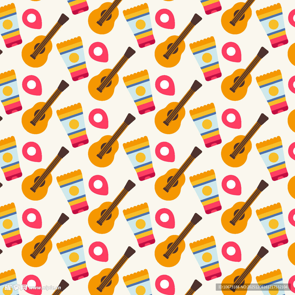 多彩乐器图案无缝背景