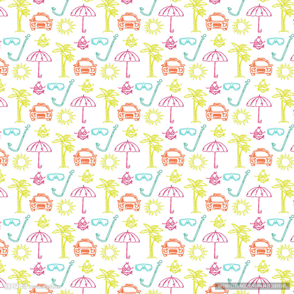 可爱卡通图案无缝背景