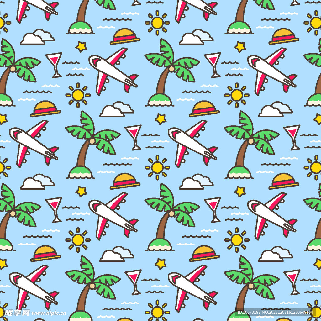 热带风情飞机图案背景