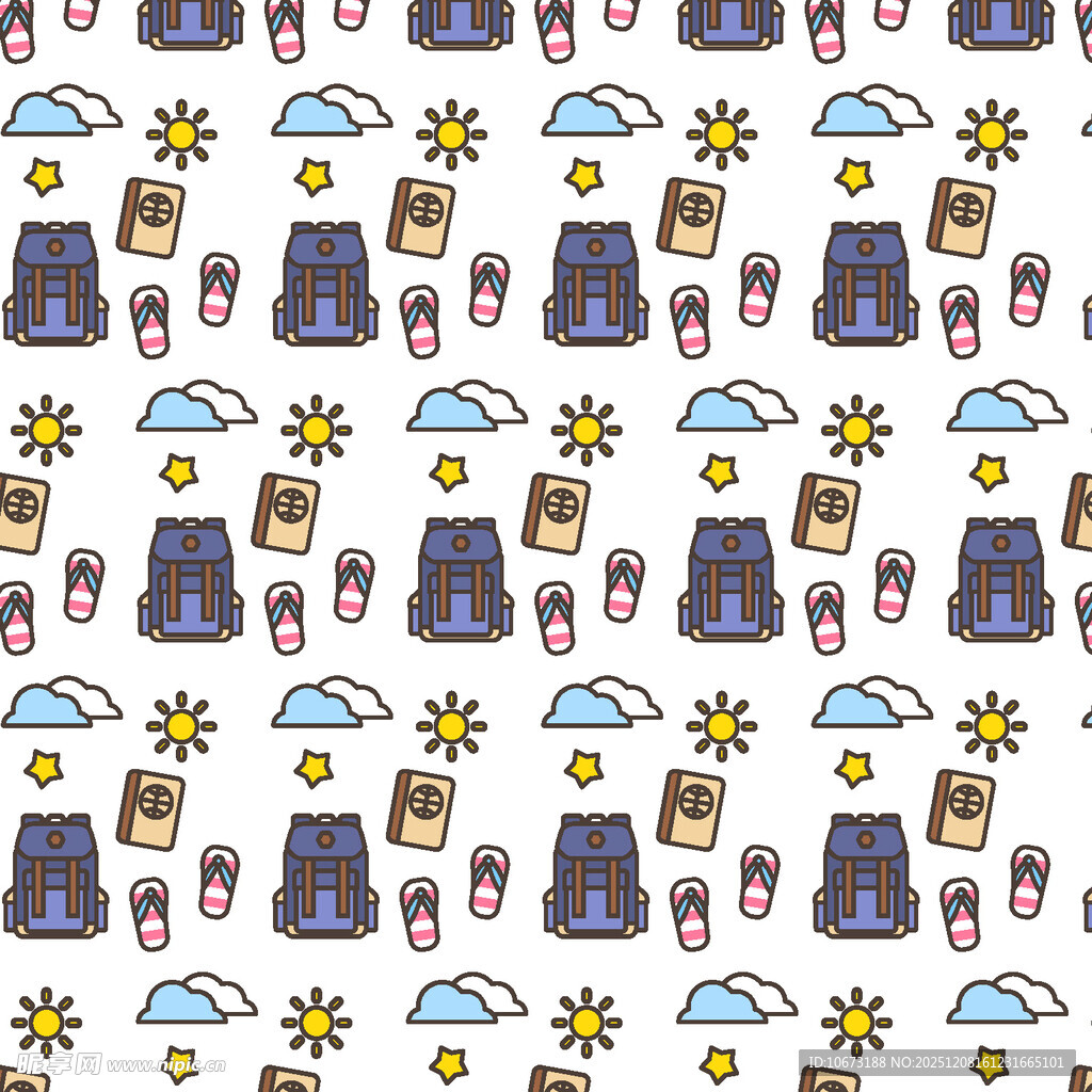 户外露营元素无缝图案