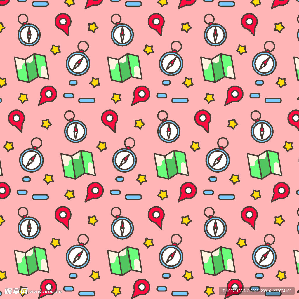 旅行元素无缝图案背景