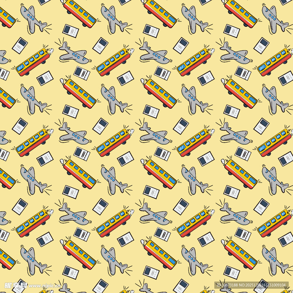 卡通动物图案的黄色背景图