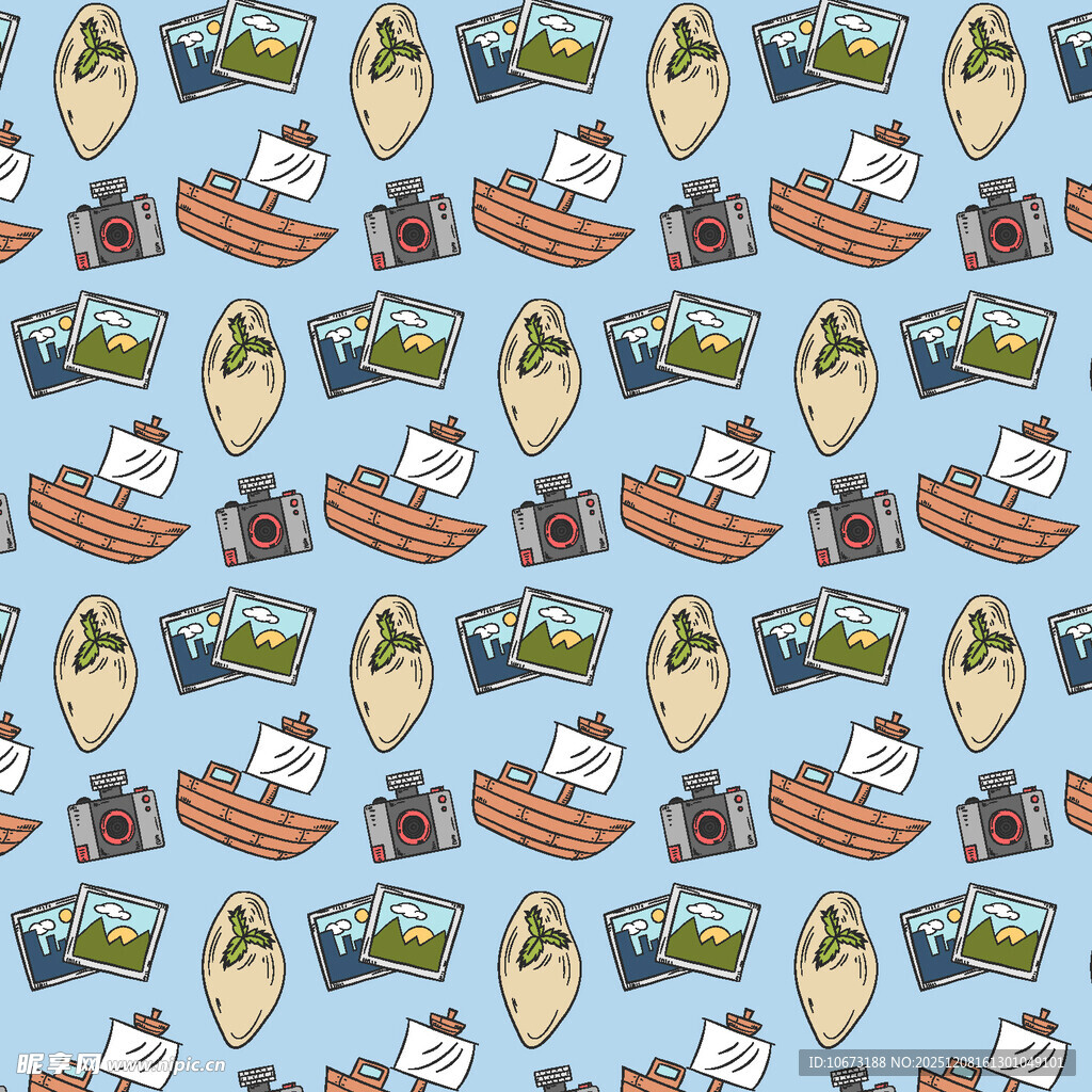卡通风格船只图案背景