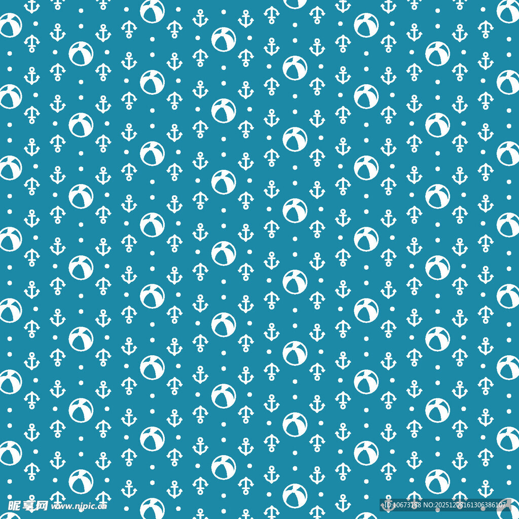 蓝底白花简约几何图案