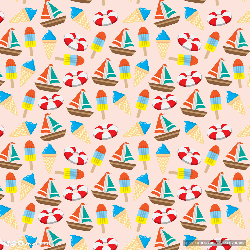 多彩帆船图案背景纹理